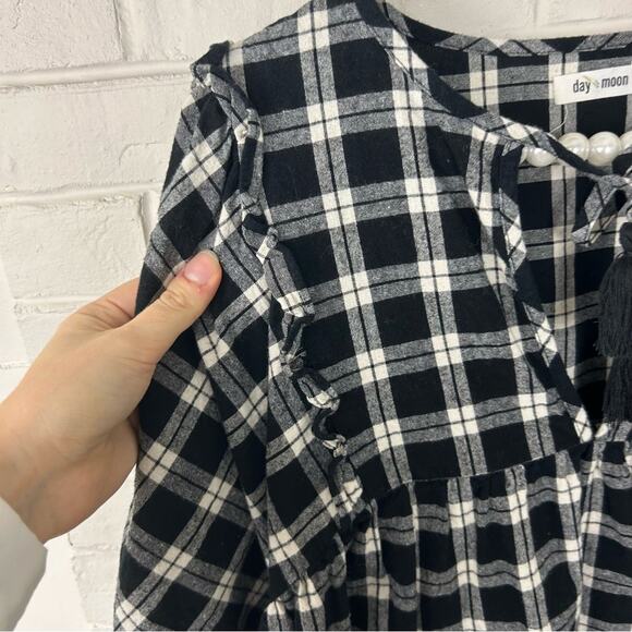 Day & Moon Red Dress Boutique Pinky Promise Black Plaid Dress Size L - Picture 6 of 11